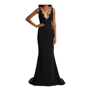 REEM ACRA Black Crystal Embellished Gown Size 12
